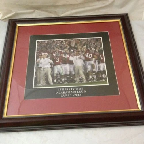 ALABAMA CRIMSON TIDE FRAMED ART PICTURE LARGE "IT'S PARTY TIME" 18"x16.5" 