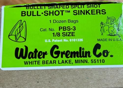 (72) Packs Water Gremlin Bullet Shaped 1/8 Oz Split-Shot Bull-Shot Sinkers WHOLESALE CASE