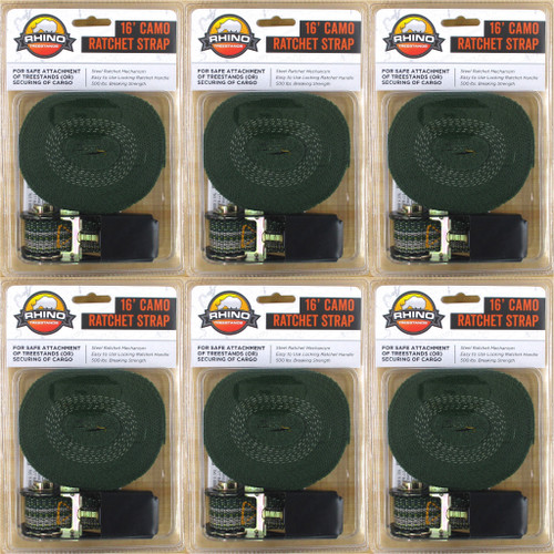 (6) Rhino Treestands 16' Camo Ratchet Straps With Looped Ends Brand New Free Shipping!!!!!