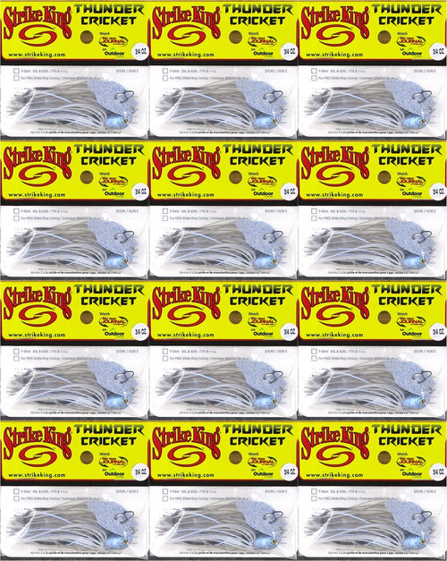(12) Strike King 3/4 Oz Thunder Cricket Bladed Vibrating Swim Jigs Chatterbaits Blue Glimmer TCVSJ34-45 Brand New FREE SHIPPING!!!!!