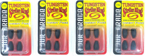 (12) Packs Strike King Tungsten Bullet Weights Tour Grade Insert Free 3/16 Oz