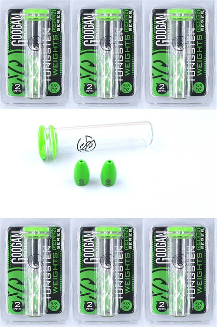 (6) Packs Googan Green Series Tungsten Flipping Worm Bullet Weights 5/8 Oz Googan Green Brand New In Pack FREE SHIPPING !!!!!