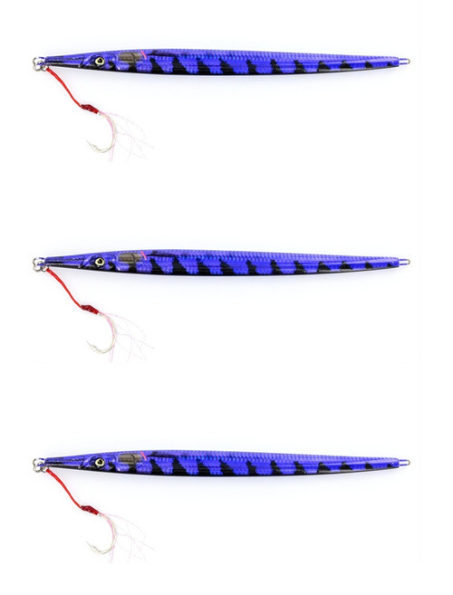 (3) Savage Gear 10" Sinking 9 Oz Needle Jig Purple And Black Brand New In Pack