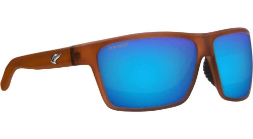 Fin-Nor Circle Hook Sunglasses - Frosted Matte Brown Frame/Blue Mirror