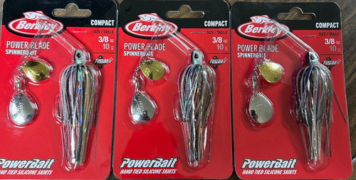 (3) Berkley Power Blade Compact Spinnerbait 3/8 SHAD SPAWN