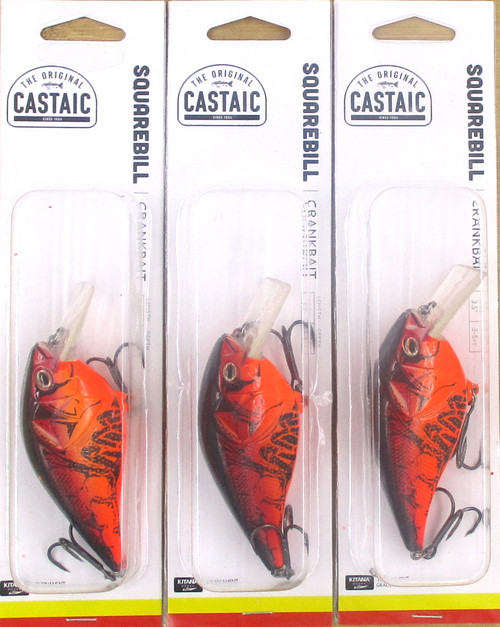 (3) Castaic 3 1/2" Squarebill 3.5 3/4 Oz Crankbaits Red Craw Brand New In Pack