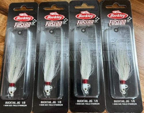 (4) Berkley Fusion 1/8 Bucktail Jig White