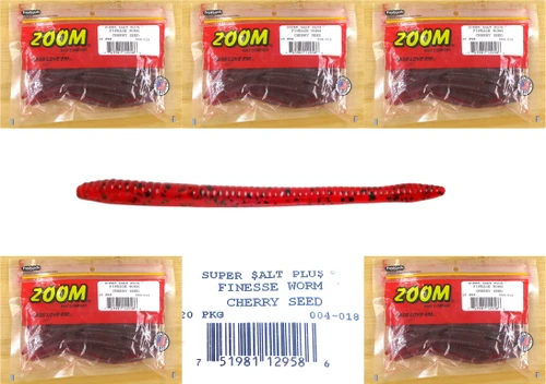 (5) Unopened Packs Zoom 4 1/2" Super Salt Plus Finesse Worms Cherry Seed 004-018 Brand New FREE SHIPPING