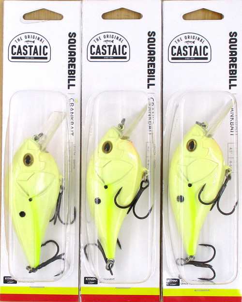 (3) Castaic 4 1/2" Squarebill 4.5 3/4 Oz Crankbaits Yellow Bone Brand New
