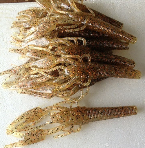 WAVE (50) WORMS 7" TIKI-LOBSTER BULK HUGE CRAWFISH LURE Gold Dust