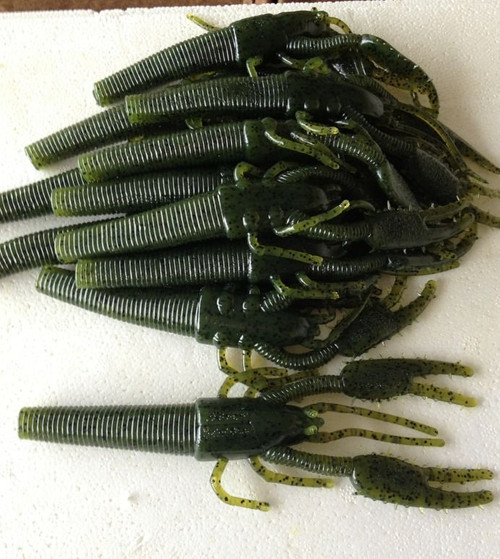 WAVE (50) WORMS 7" TIKI-LOBSTER BULK HUGE CRAWFISH LURE Watermelon Seed