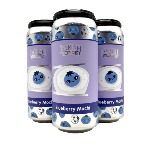 PARISH BREWING BLUEBERRY MOCHI BERLINER STLE ALE WITH BLUEBERRIES, VANILLA, MILK SUGAR, TOASTED RICE 4pk 16oz. Cans