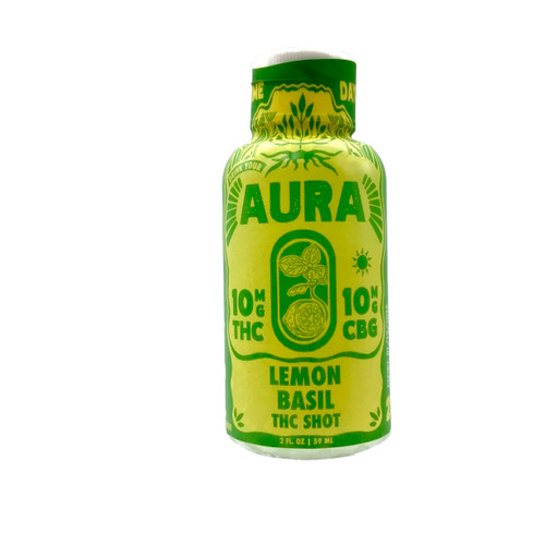THC AURA LEMON BASIL SHOT 10 MG THC 10 MG CBG 2 OUNCE
