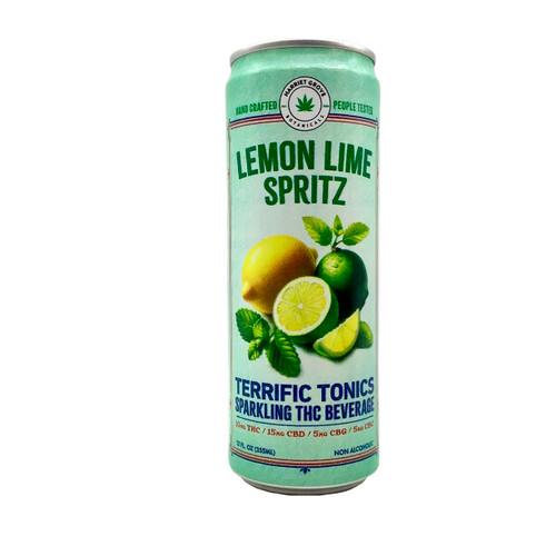 THC TERRIFIC TONICS LEMON LIME SPRITZ 10 MG THC 15 MG CBD 5 MG CBG 5 MG CBC