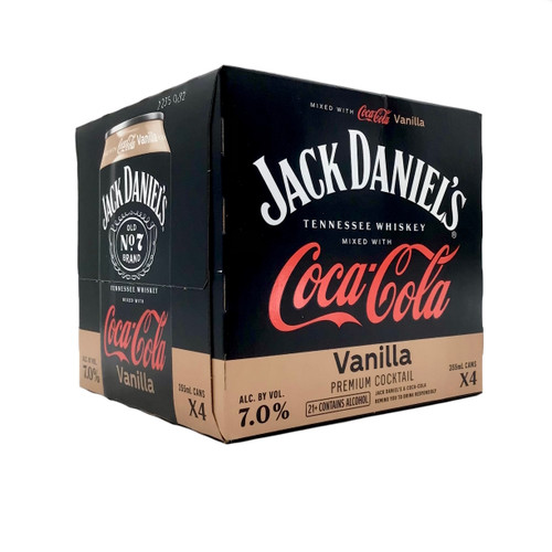 JACK DANIELS WHISKEY WITH COCA-COLA VANILLA 4pk 12oz. Cans