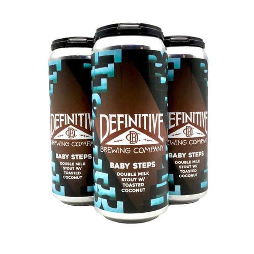 DEFINITIVE BREWING BABY STEPS DOUBLE MILK STOUT WITH TOASTED COCONUT 4pk 16oz. Cans
