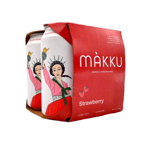 MAKKU STRAWBERRY KOREAN RICE BEER 4pk 12oz. Cans