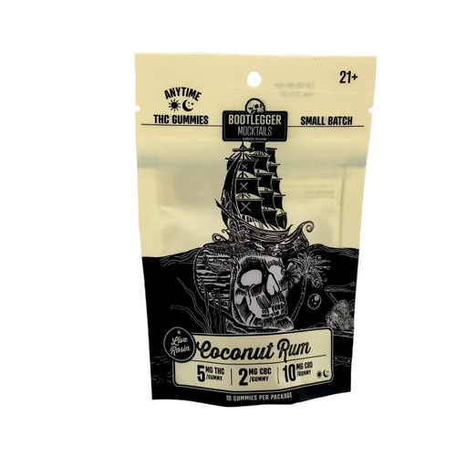 THC BOOTLEGGER COCONUT RUM MOCKTAIL GUMMIES LIVE ROSIN 5 MG THC, 2 MG CBC, 10 MG CBC