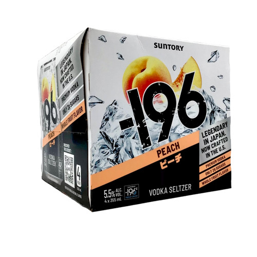 -196 PEACH VODKA SELTZER 4pk 12oz. Cans