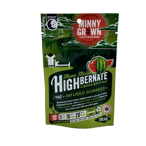 THC MINNY GROWN HIGHBERNATE MOON MELON 5 MG THC 10 MG CBD 20 CBN