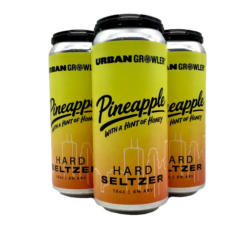 URBAN GROWLER PINEAPPLE WITH A HINT OF HONEY HARD SELTZER 4pk 16oz. Cans