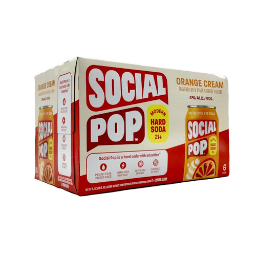 SOCIAL POP ORANGE CREAM 6pk 12oz. Cans