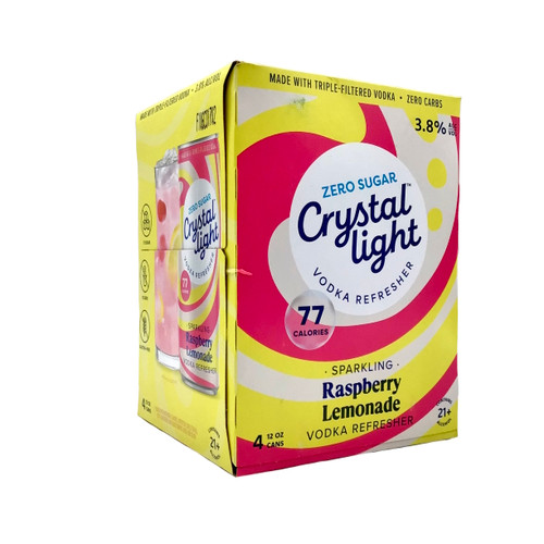 CRYSTAL LIGHT RASPBERRY LEMONADE VODKA REFRESHER 4pk 12oz. Cans