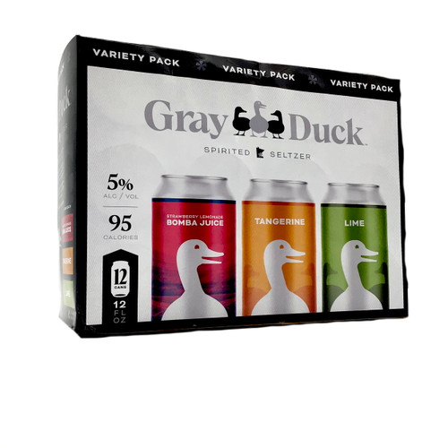 GRAY DUCK SELTZER VAR. STRAWBERRY/LEMONADE TANGERINE LIME 12pk 12oz. Cans