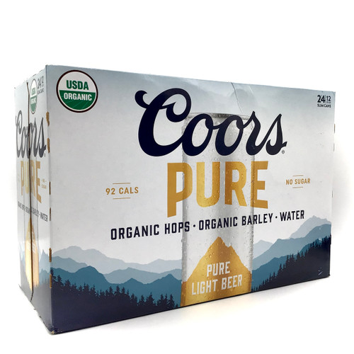 COORS PURE LIGHT ORGANIC HOPS, ORGANIC BARLEY 24pk 12oz. Cans