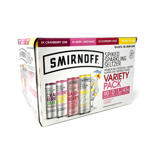 SMIRNOFF ZERO SUGAR SELTZER VARIETY PACK 12pk 12oz. Cans