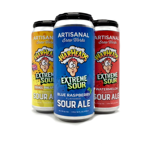 ARTISANAL BREWING WARHEADS SOUR ALE WATERMELON BLUE RASPBERRY BLACK CHERRY ORANGE PINEAPPLE 4pk 16oz. Cans