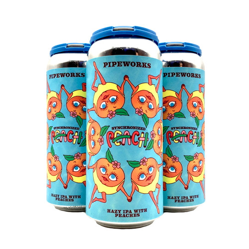 PIPEWORKS SYNCHRONIZED PEACHES HAZY IPA WITH PEACHES 4pk 16oz. Cans