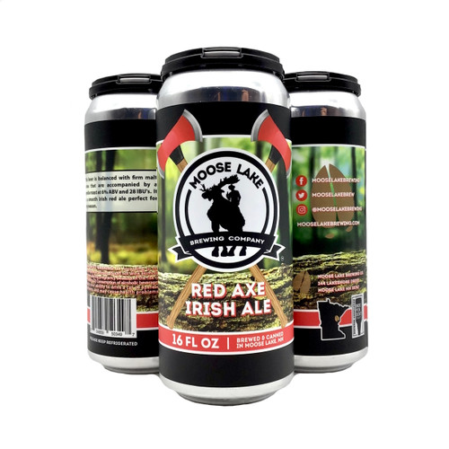 MOOSE LAKE BREWING RED AXE IRISH ALE 4pk 16oz. Cans