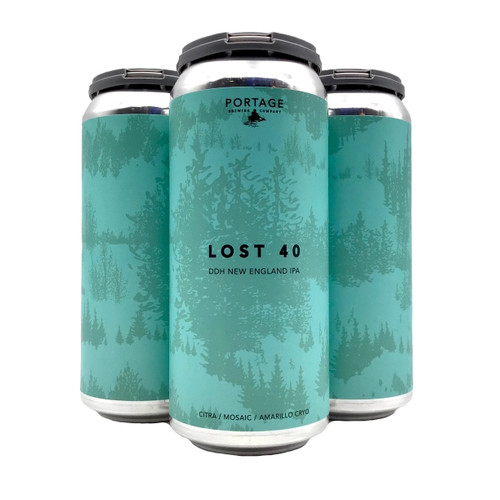 PORTAGE BREWING LOST 40 DOUBLE DRY HOPPED NEW ENGLAND IPA 4pk 16oz. Cans