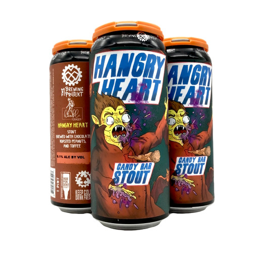 BREWING PROJEKT HANGRY HEART CANDY BAR STOUT BREWED WITH CHOCOLATE, ROASTED PEANUTS, AND TOFFEE 4pk 16oz. Cans