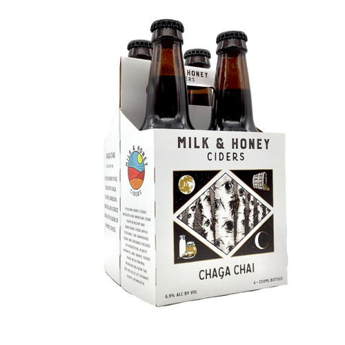 MILK & HONEY CHAGA CHAI WITH CHAGA, CHICORY, DANDELION, BURDOCK, LICORICE ROOT AND ASSORTED AROMATIC SPICES 4pk 12oz. Bottles