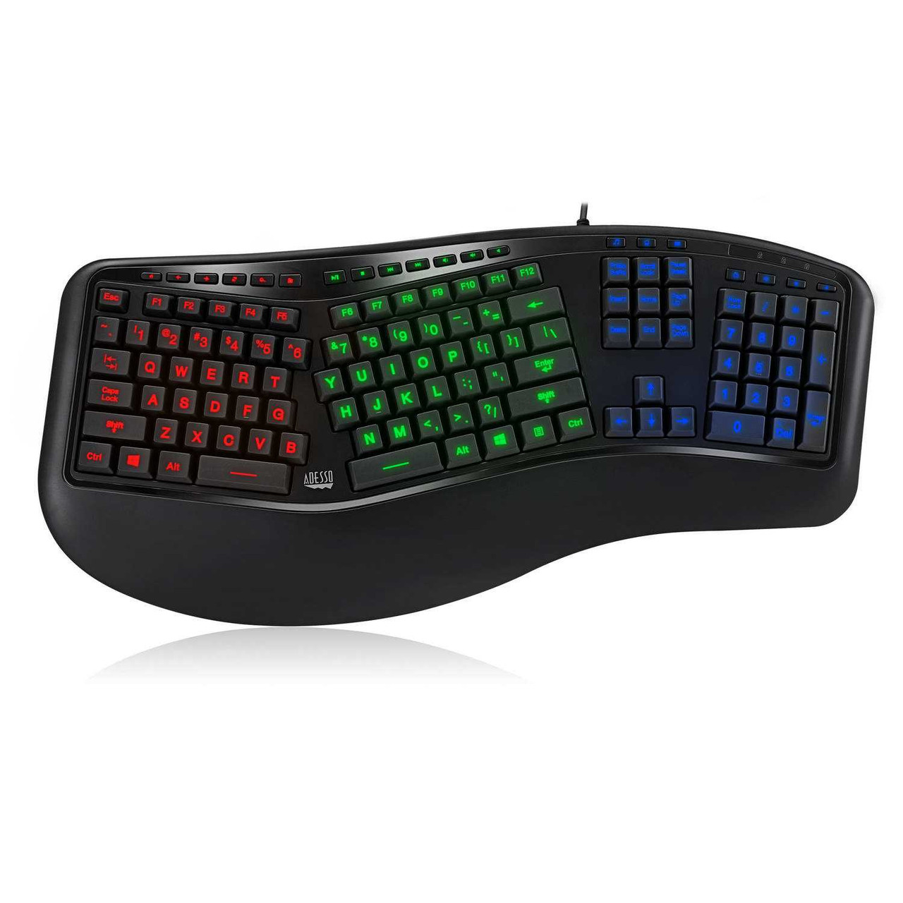 Adesso AKB-150EB | 3COLORS ILLUMINATED 2X USB KEYBOARD | DuraFast Label