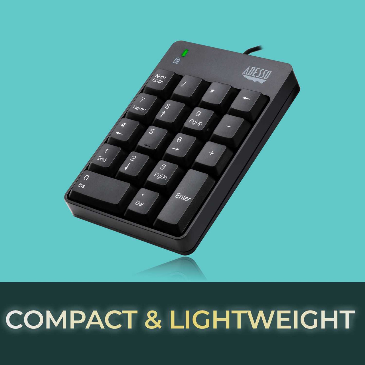 Adesso AKB-601UB | SPILL RESISTANT 18-KEY NUMERIC KEYPAD | DuraFast Label