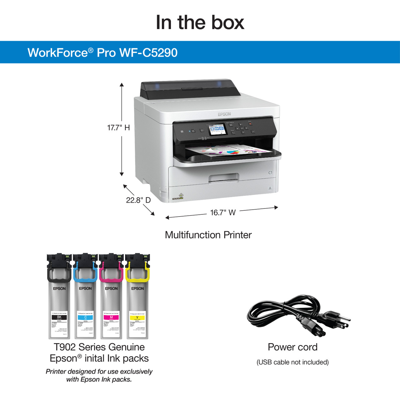 Epson WorkForce Pro WF-C5290 Network Colour Printer with PCL/PostScript ...