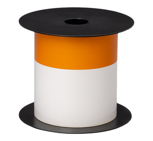 Brother BMSLT406AFC150 | 4" x 75ft White Continuous Arc Flash 1-1/2" Orange Header Vinyl Thermal Transfer Label Tape 1' Core