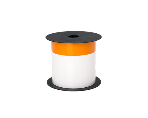 Brother BMSLT46OR | 4" x 6 White Die Cut BLANK 1-1/8" Orange Header Vinyl Thermal Transfer Labels 200/Roll 1' Core
