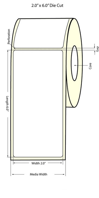 LX500 2" x 6"  Matte BOPP Labels 300/Roll LX500 2" x 6"  Matte BOPP Labels 300/Roll