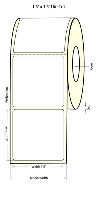 LX500 1.5" x 1.5"  Glossy BOPP Labels 1200/Roll