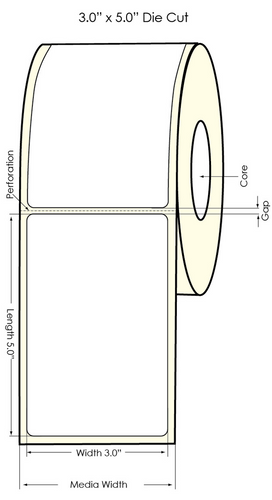 LX500 3\" x 5\" White Polyester Label 200/Roll | 2\" Core/4\" OD Roll Image 1