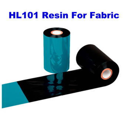 Zebra 1.25\" x 984 Feet (32mm x 300m) HL101 Black Resin Ribbon For Fabric with Ink OUT