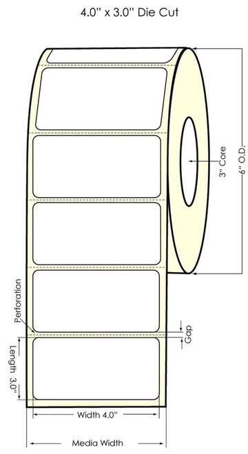 C6500 4" x 3" Inkjet Rainbow Holographic Labels 800/Roll | 3" Core/6" OD