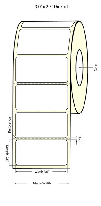 C6500 Inkjet 3" x 2.5"  Matte BOPP Labels 900/Roll C6500 Inkjet 3" x 2.5"  Matte BOPP Labels 900/Roll