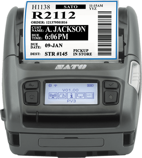 SATO WWPV31260 PV3 + Bluetooth v4.1 LE Direct Thermal Mobile Printer