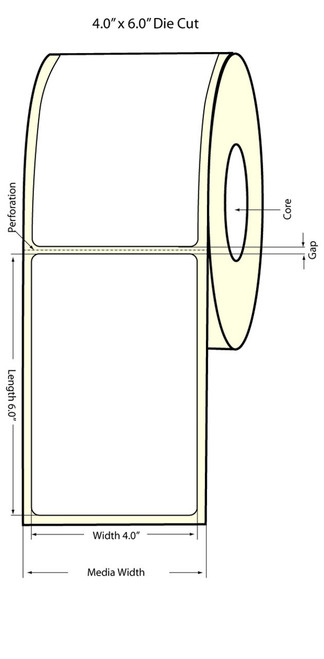 LX900 4" x 6"  Glossy BOPP Labels 375/Roll