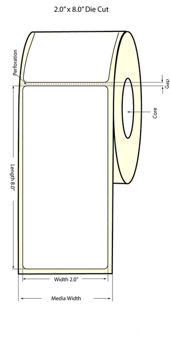 LX900 2" x 8"  Glossy BOPP Labels 275/Roll